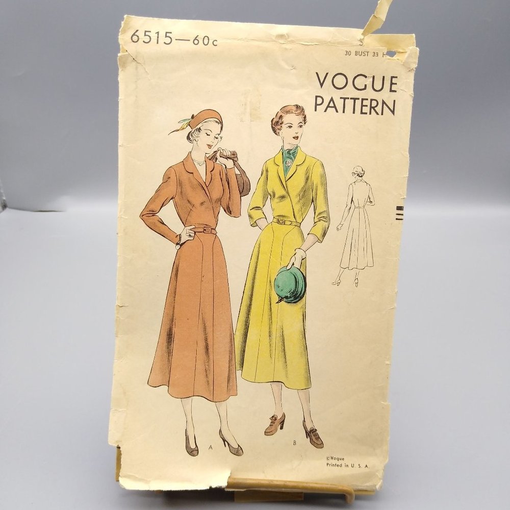 Vintage Sewing PATTERN Vogue 6515, Misses 1965 One Piece Dress, Size 12